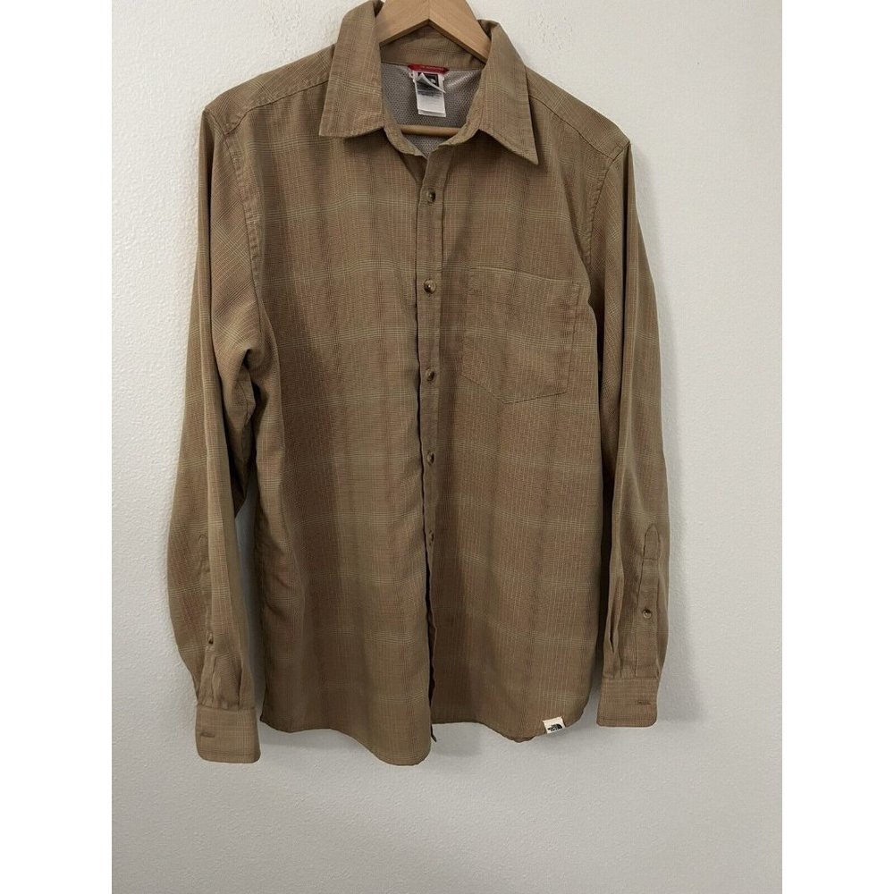 The North Face Men's Size M Long Sleeve Button Up Shirt Gold Plaid Outdoor